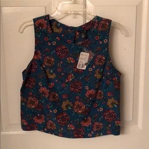 Blue floral cropped tank
